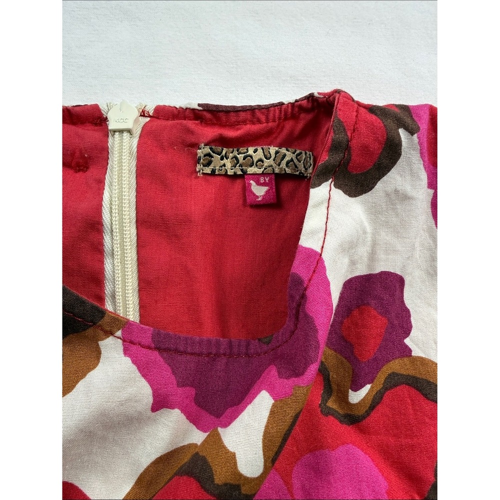 Pink Chicken Floral Dress Kids 8Y Multicolor Retro A-Line Boho Cotton - Picture 2 of 14